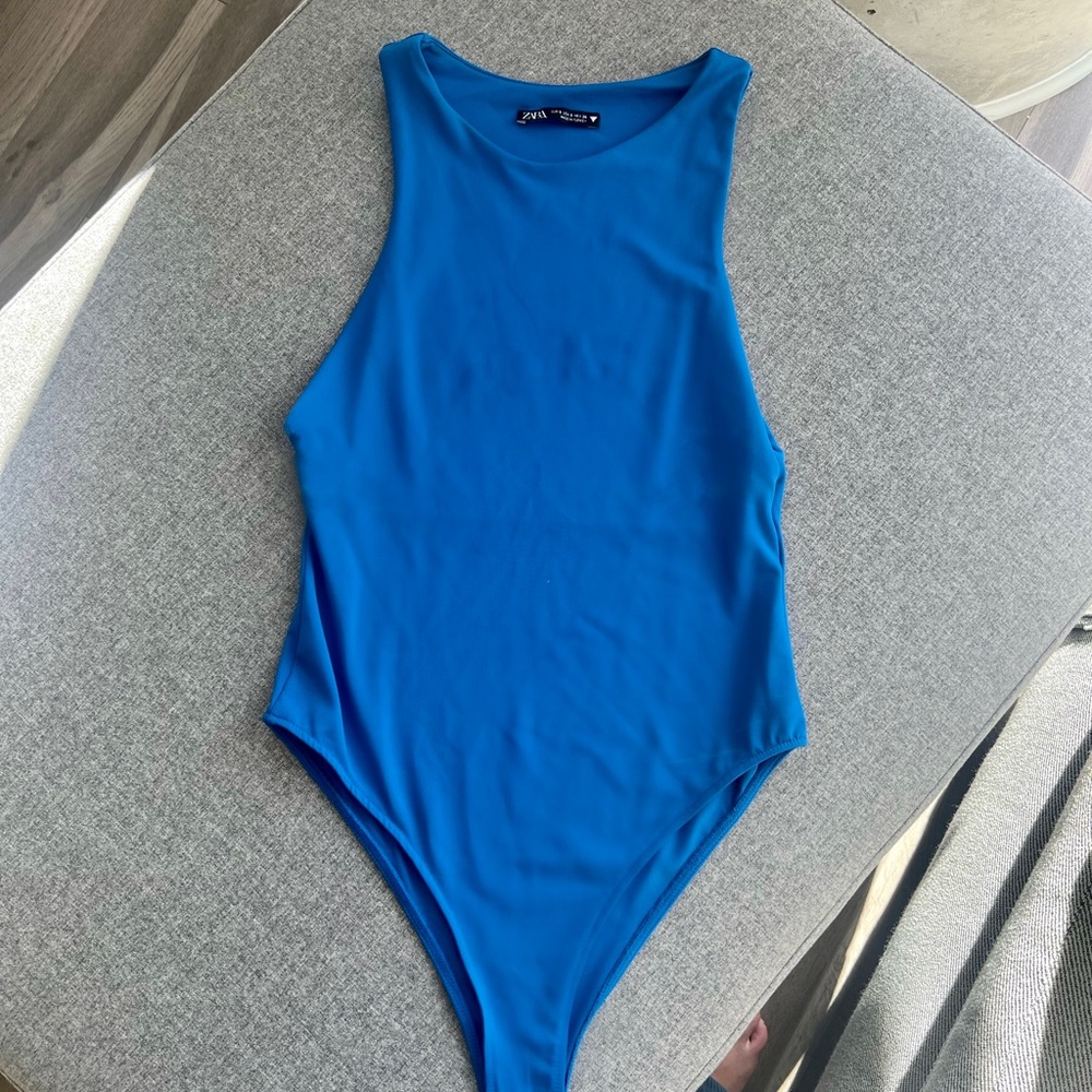 Zara Blue Halter Bodysuit